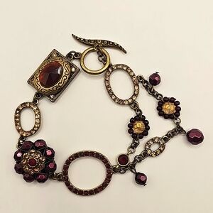 Eclectic Antique Goldtone Style Locket Toggle Bracelet